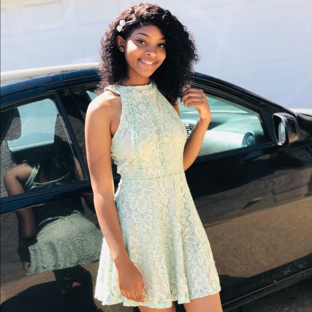 Green/nude dress from Dillard’s.